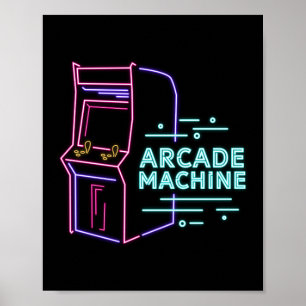 Retro 80s 90s Neon Arcade Machine Arcade Cabinet Poster