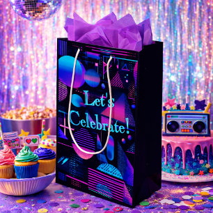 Retro 80s 90's Neon Memphis Geometric Medium Gift Bag