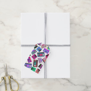 Retro 80's 90's Neon Patterned Cassette Tapes Gift Tags