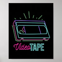 Retro 80s 90s Neon Video Tape Vhs
