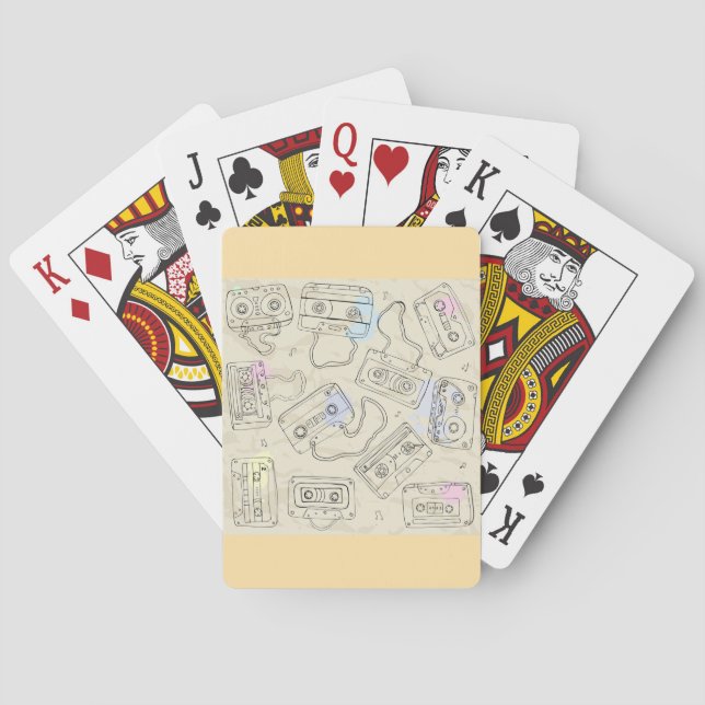 Retro 80s 90s Nostalgic Cassette Mix Tape Pattern Playing Cards (Back)