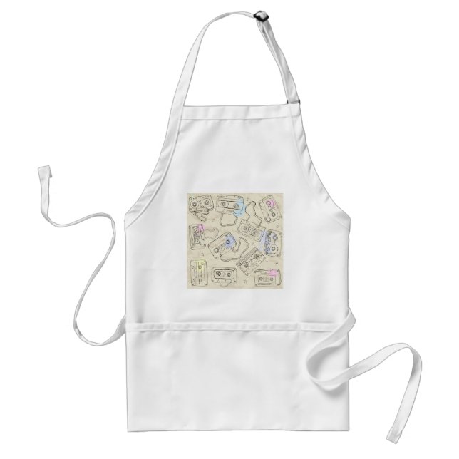 Retro 80s 90s Nostalgic Cassette Mix Tape Pattern Standard Apron (Front)