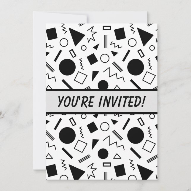 Retro 80s / 90s Style Geometric Shapes Invitation (Front)