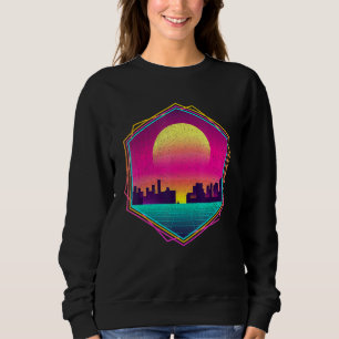 Retro 80s Aesthetic 90s Art Skyline Sunset Vaporwa Sweatshirt