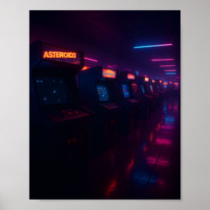 Retro 80s Arcade Gaming Aesthetic Neon Lights Poster