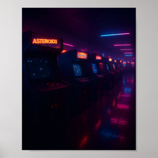 Retro 80s Arcade Gaming Aesthetic Neon Lights Poster