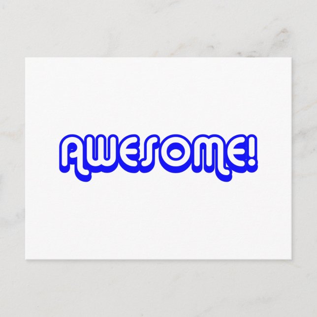 Retro 80s Awesome! Blue Postcard (Front)