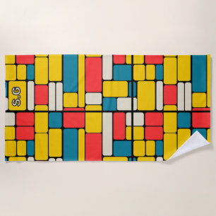 Retro 80s bold geometric modern bright beach towel
