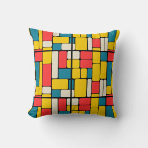 Retro 80s bold geometric modern bright throw pillow