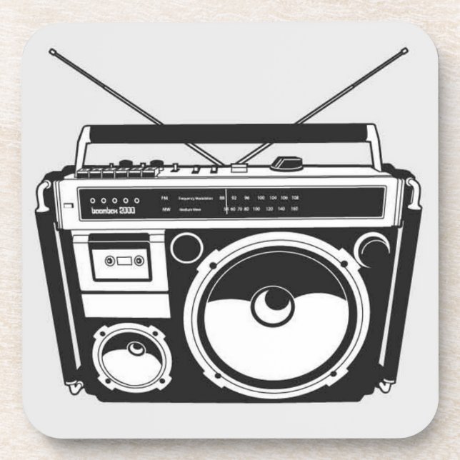 Retro 80s Boombox Grey  Coaster (Front)