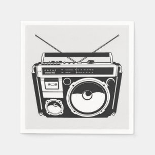 Retro 80s Boombox Grey Napkin