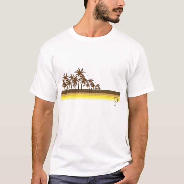 Retro 80s Brown/Gold Palms T-Shirt (Front)