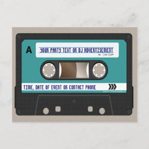 Retro 80s Cassette Mixtape Personalized Invitation Postcard