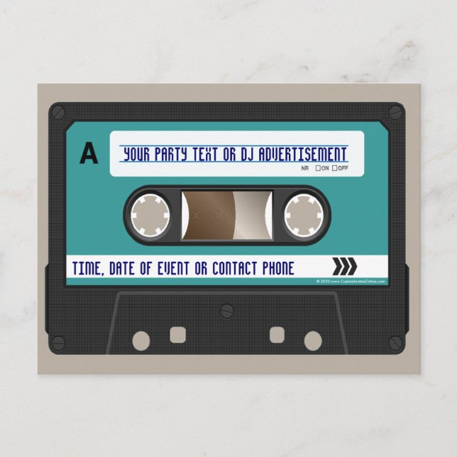 Retro 80s Cassette Mixtape Personalized Invitation Postcard (Front)