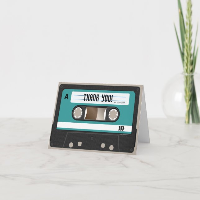 Retro 80s Cassette Mixtape Personalized Thank You Card (Front)