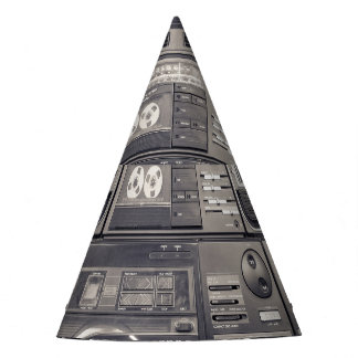 Retro 80s Cassette Recorders Pattern. Party Hat