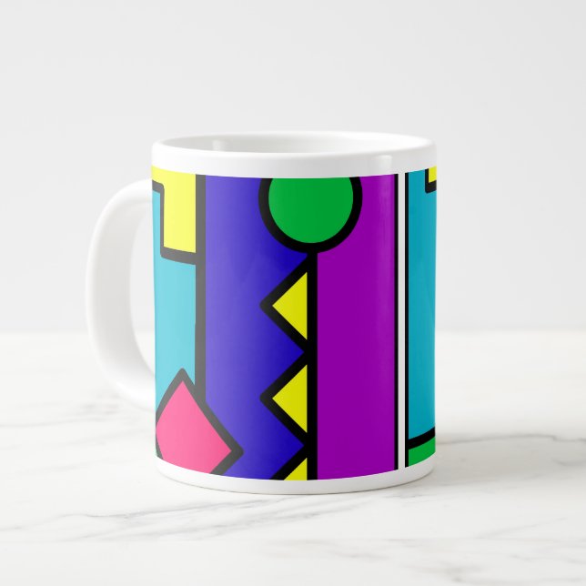 Retro 80s Colour Block Large Coffee Mug (Front Left)