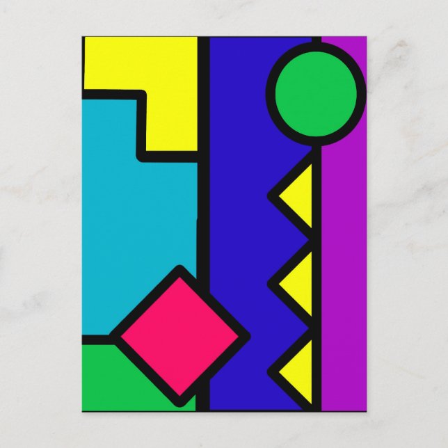 Retro 80s Colour Block Postcard (Front)