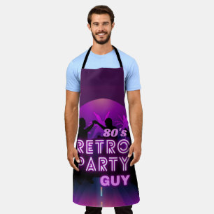Retro 80s Disco Dance Party Neon Purple Funky Apron