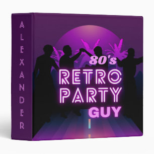 Retro 80s Disco Dance Party Neon Purple Funky Binder