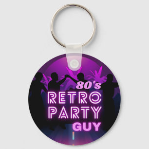 Retro 80s Disco Dance Party Neon Purple Funky Keychain