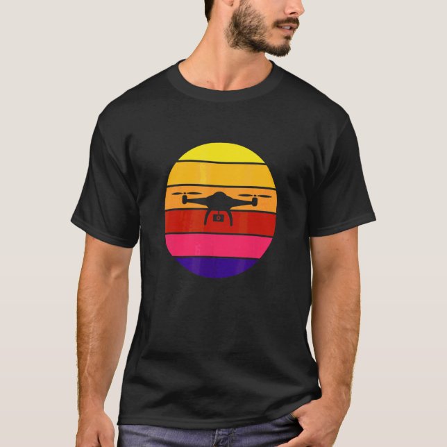Retro 80s Drone Sunset T-Shirt (Front)