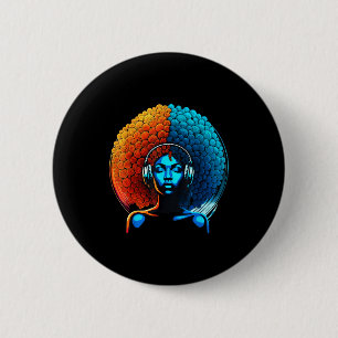 Retro 80s Funk Afro Girl Disco Soul African Americ 2 Inch Round Button