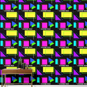 RETRO 80S FUNKY BRIGHT COLORFUL FLUORO PATTERN WALLPAPER
