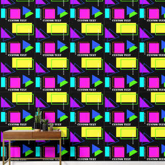 RETRO 80S FUNKY BRIGHT COLORFUL FLUORO PATTERN WALLPAPER