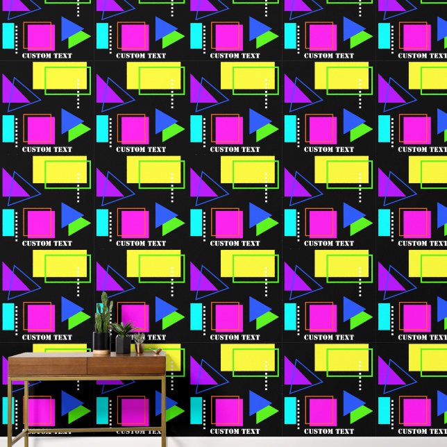 RETRO 80S FUNKY BRIGHT COLORFUL FLUORO PATTERN WALLPAPER (Hallway)