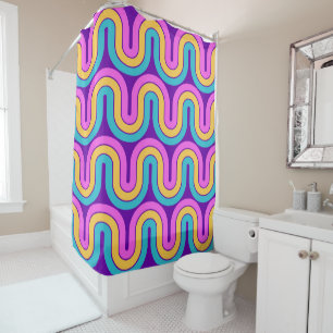 Retro 80s Geometric Gradient Wave Design