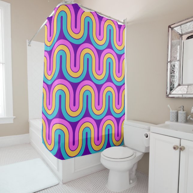 Retro 80s Geometric Gradient Wave Design (In Situ)
