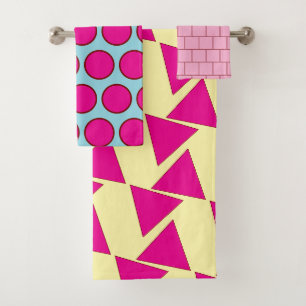 Retro 80s Geometric Pop Art Towel Set