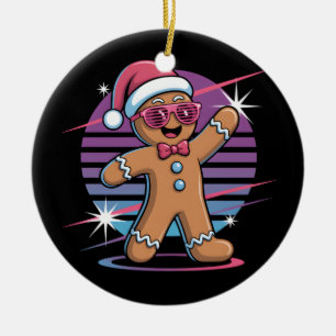 Retro 80s Gingerbread Man Christmas Baking Women Ceramic Ornament