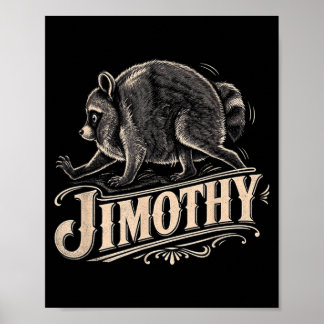 Retro 80s Jimothy Raccoon Art Poster