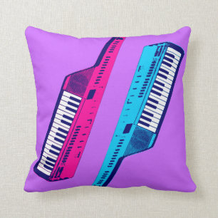 Retro 80s Keytar Synthesizer Throw Pillow