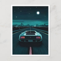 Retro 80s Lo-Fi Vaporwave Futuristic Supercar
