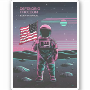 Retro 80s LoFi Vaporwave US Patriotic Astronaut