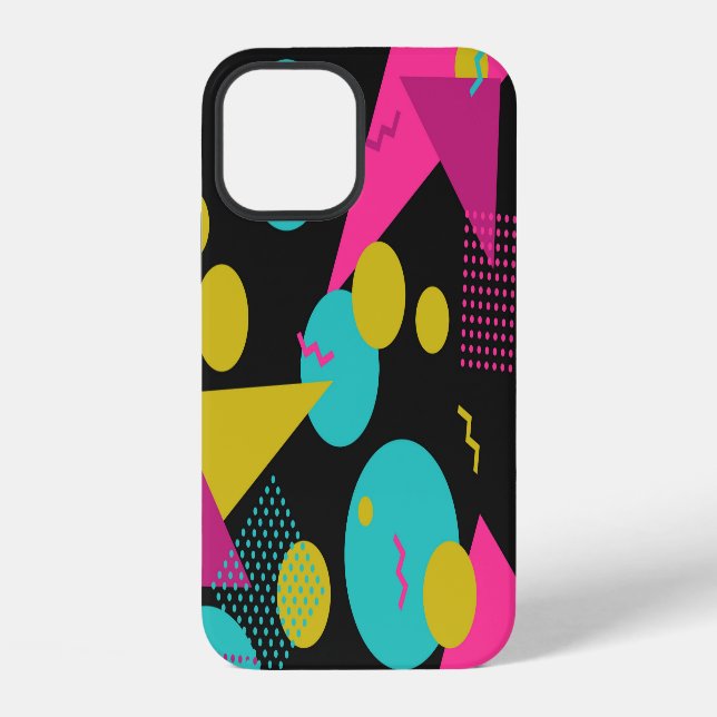 Retro 80s Memphis Geometric Design iPhone Case (Back)