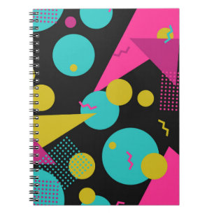Retro 80s Memphis Geometric Design Notebook