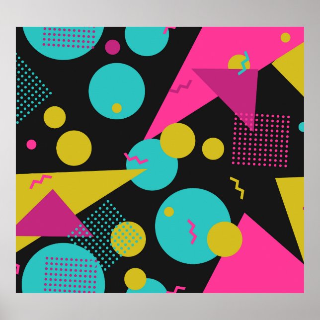 Retro 80s Memphis Geometric Design Poster (Front)