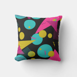 Retro 80s Memphis Geometric Design Throw Pillow