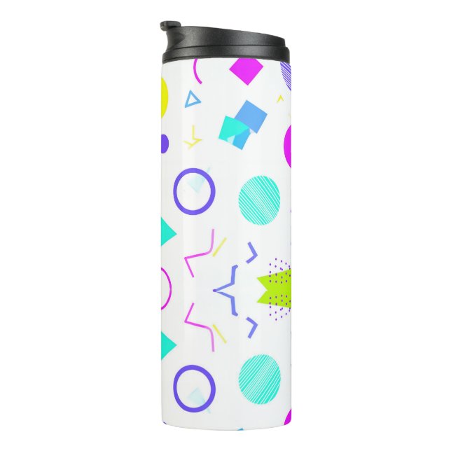 Retro 80s Memphis Geometric Pattern Thermal Tumbler (Rotated Right)
