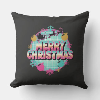 Retro 80s Merry Christmas Graphic Throw Pillow