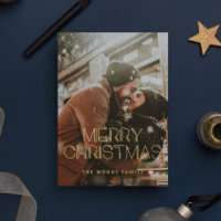 Retro 80s Merry Christmas Photo Gold