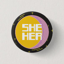 Retro 80s Moon She/Her Pronouns 