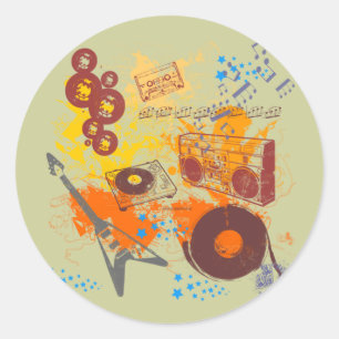 Retro 80's Music Classic Round Sticker
