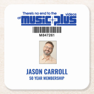Retro 80s Music VIP Member 50th Birthday Square Paper Coaster