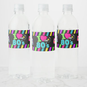 Retro 80s Neon Birthday Water Bottle Label