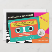 Retro 80s Neon Cassette Surprise 50th Birthday